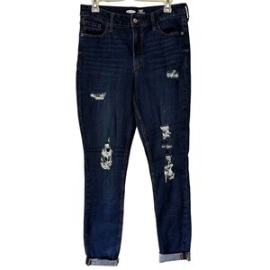Old Navy Rockstar Super High Rise Skinny Distressed Denim Jeans Size 10 Tall